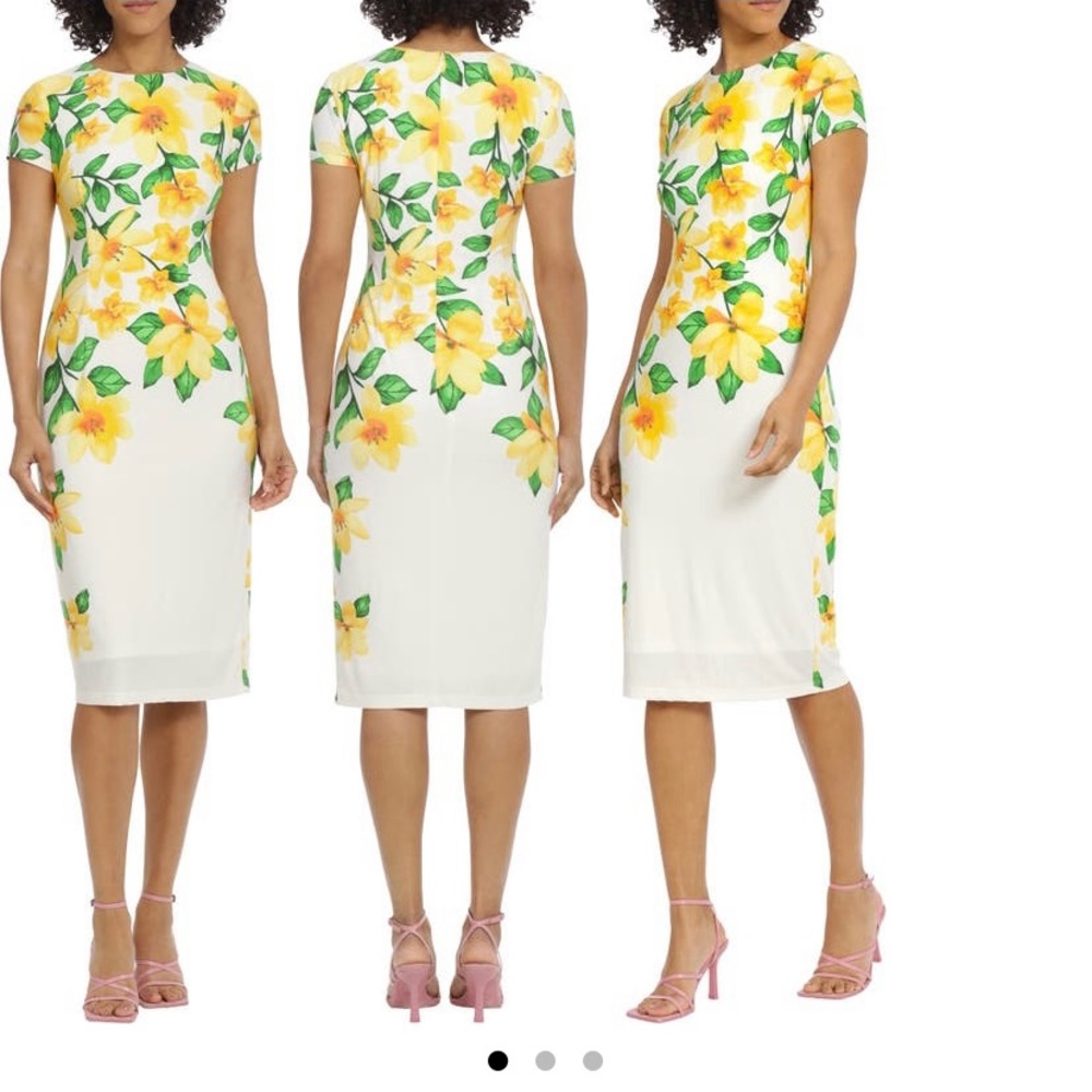 NWT Maggy London yellow flower dress